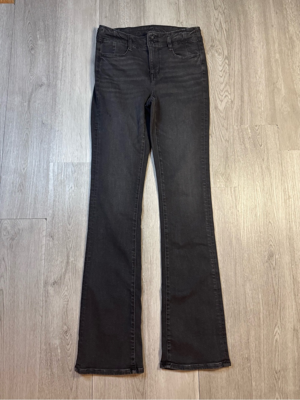 American Eagle Skinny kick Bootcut Jeans High Rise Stretch Black Tall 4 long